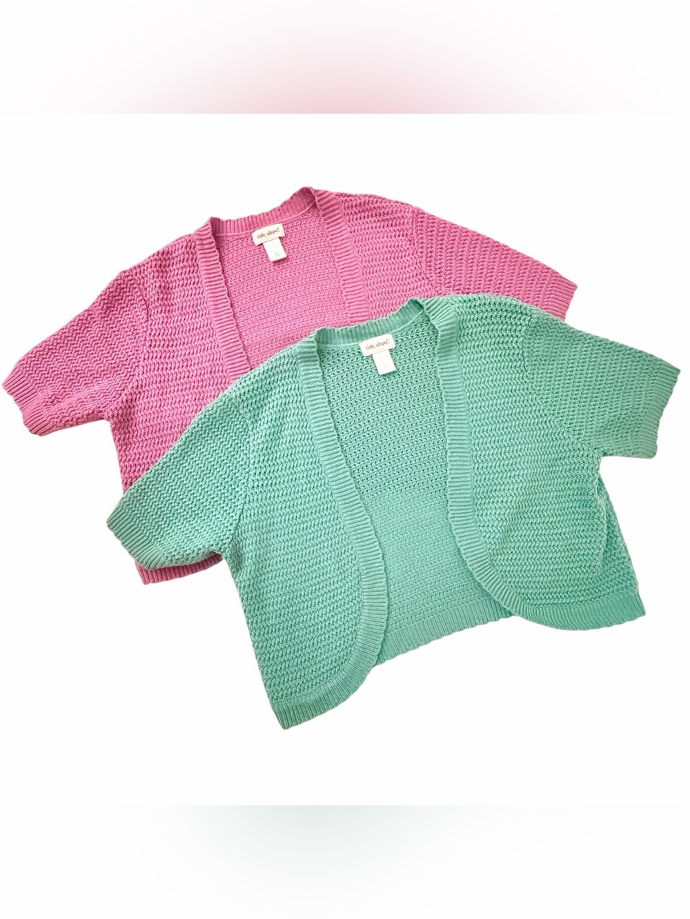 Vicki Wayne Cropped Open Front Cardigan Shrugs Size XL in Teal and Magenta